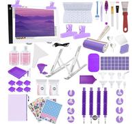 Lenxnmy 161Pcs DIY Diamond Painting Accessoires Kit Broderie avec A4 Diamant Dimmable Light Pad Stylo Diamond Painting Diamant Peinture Artisanat Diamond Correction Craft Pen boîte de Rangement