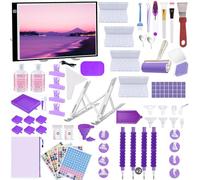 Lenxnmy 247Pcs DIY Diamond Painting Accessoires Kit Broderie avec A3 Diamant Dimmable Light Pad Stylo Diamond Painting Diamant Peinture Artisanat Diamond Correction Craft Pen boîte de Rangement