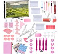Lenxnmy 247Pcs DIY Diamond Painting Accessoires Kit Broderie avec A3 Diamant Dimmable Light Pad Stylo Diamond Painting Diamant Peinture Artisanat Diamond Correction Craft Pen boîte de Rangement