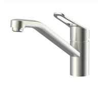 Lenz Mila 46060611 Robinet de cuisine en acier inoxydable - Hauteur confortable et orientable à 180° - Avec fixation rapide - Surface anti-traces de doigts - Buse mélangeur de marque et cartouche en