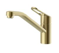 Lenz Mila 46060641 Robinet de cuisine doré - Hauteur confortable et orientable à 180° - Avec fixation rapide - Surface anti-traces de doigts - Buse mélangeur de marque et cartouche en céramique