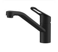 Lenz Mila 46060651 Robinet de cuisine noir mat - Hauteur confortable et orientable à 180° - Avec fixation rapide - Surface anti-traces de doigts - Buse mélangeur de marque et cartouche en céramique