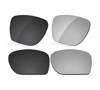 LenzReborn Verres polarisés de rechange pour lunettes de soleil Oakley Sylas OO9448, noir foncé + gris argenté, Taille unique