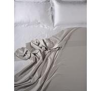LENZUOLISSIMI - Drap lit Double Queen en Satin de Coton satiné 300 Fils 240 x 290 cm Made in Italy - Beige Clair