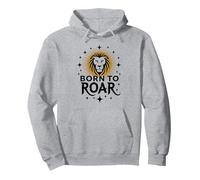 Leo Birthday Born to Roar Cadeau Zodiaque pour Femme Sweat à Capuche, Unisexe pour Adultes, Gris Chiné, S