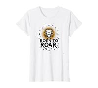 Leo Birthday Born to Roar Cadeau Zodiaque pour Femme T-Shirt, Femme, Blanc, S
