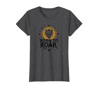 Leo Birthday Born to Roar Cadeau Zodiaque pour Femme T-Shirt, Femme, Chiné Foncé, S