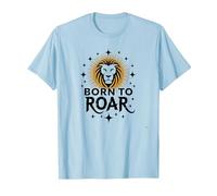 Leo Birthday Born to Roar Cadeau Zodiaque pour Femme T-Shirt, Homme, Bleu Céleste, XL