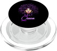 Leo Girl - Reine Afro Violette pour Femme - Anniversaire - Zodiaque - Noir PopSockets PopGrip pour MagSafe