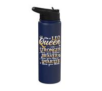 Leo Queen I'm Stronger Juillet Août Anniversaire Signe du zodiaque Lion Stainless Steel Insulated Water Bottle