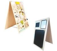 Leo tableau d'activité sensoriel montessori busy board en bois autoportant double face naturel zoo 75 cm G