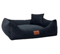 Leo4dog Lit pour Chien en Velours côtelé, Housse Lavable pour Petits, Moyens et Grands Chiens, Coussin, canapé, Panier pour Chien (Noir, M 80x60)