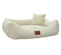 Leo4dog Lit pour Chien en Velours côtelé, Housse Lavable pour Petits, Moyens et Grands Chiens, Coussin pour Chien, canapé, Panier pour Chien (Beige, S 67x52)