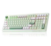 LEOBOG X Aula Clavier de jeu sans fil crémeux - Clavier d'ordinateur Bluetooth - Sensation mécanique - Taille réelle avec pavé numérique lumineux RVB rétroéclairé trimode BT/2,4 GHz/USB-C - K99 Vert