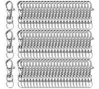 LEOBRO 240 fermoirs mousquetons et porte-clés, 120 fermoirs mousquetons et 120 porte-clés, kit de fabrication de porte-clés, anneaux porte-clés en métal, fermoir mousqueton pivotant avec anneau fendu