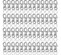 LEOBRO Kit de fabrication de 120 fermoirs mousquetons avec porte-clés, 60 fermoirs mousquetons en métal pivotants et 60 anneaux porte-clés pour porte-clés, fabrication de bijoux, cordon, clés,