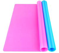 LEOBRO Lot de 2 feuilles de silicone pour travaux manuels, 30 cm x 40 cm, multi-usages, antidérapants, résistants à la chaleur, bleu et rose rouge