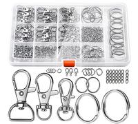 LEOBRO Lot de 265 fermoirs mousquetons et porte-clés en métal de tailles assorties pour clés, travaux manuels et cordons