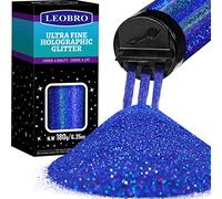 LEOBRO Paillettes bleues - Poudre de paillettes ultra fines en résine holographique pour décoration de Noël et travaux manuels 180 g