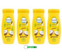 Leocrema Lot de 4 crèmes pour le corps hydratantes à la noix de coco 72 heures d'hydratation intense 250 ml + porte-clés Beni Culinari