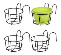 Leoenir Lot de 4 Pots de Fleurs Ronds à Suspendre en métal pour Balcon et clôture (Noir)