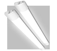 LEOEU Lot de 2 tubes LED pour pièces humides - 60 cm - 20 W - 2400 lm - Lampe LED pour pièces humides - Avec bande lumineuse étanche IP65 - Plafonnier plat pour bureau, cuisine, cave, garage, entrepôt