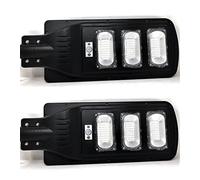 LEOFLA 2 X Lampadaire LED 90W avec Panneau Solaire Crépusculaire Et Télécommande