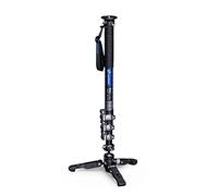 Leofoto MV-324C+VD-03 Monopode de caméra vidéo en fibre de carbone Flip Lock Pro avec trépied Charge maximale 10 kg, 1500 mm