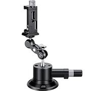 LEOFOTO SC-01 + PC-90II + Kit de bras Versa/ventouse de pompe de 72 mm, pince de téléphone et bras Versa/vis de 6,35 mm, base de montage de pompe active pour caméra, ventouse en verre/voiture pour