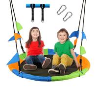 Leogreen Balancoire nid d'oiseau Ø 120 cm Charge Maximal 300 kg, Réglable en Hauteur de 100 à 180cm, avec Sangles de Suspension Ensemble, pour Enfants et Adultes (Multicolore)