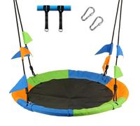 Leogreen Balancoire nid d'oiseau Ø 120 cm Charge Maximal 300 kg, Réglable en Hauteur de 100 à 180cm, avec Sangles de Suspension Ensemble, pour Enfants et Adultes (Multicolore)