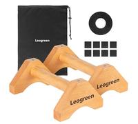 Leogreen Barres Parallèles en Bois 30cm, Lot de 2 poignées de pompes avec tapis en caoutchouc, Bandes Antidérapantes et Sac de Rangement, Poignées parallettes pour gymnastique, fitness, Calisthenics