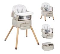 Leogreen Chaise Haute 4 en 1 Bébé Réglable Pliable Gris 6 Mois-6 Ans | Chaise Pliable et Légère avec Plateau Amovible et Repose-Pieds, Gris