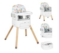 Leogreen Chaise Haute Bebe 4 En 1, Reglables En Hauteur, Chaise Haute Portable Et Legere Bebe Pliable (Blanc)