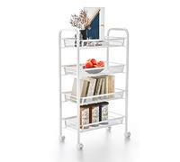 Leogreen - Chariots de Service, Meuble de Rangement, 4 niveaux, 83,5 x 46 x 27 cm, Blanc, Matériau: Fer