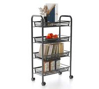 Leogreen - Chariots de Service, Meuble de Rangement, 4 niveaux, 83,5 x 46 x 27 cm, Noir, Materiau: Fer, Charge maximale: 25 kg par panier