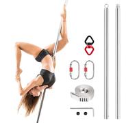 Leogreen Flying Dance Pole Barre de Pole Dance, 45 mm Pole de Danse Spinning Pole, Ensemble de bâtons de Danse Amovibles, bâtons de Gymnastique Volants, pour Club, fête, pub