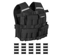 Leogreen Gilet Lesté 10kg, Veste Lestée Réglable avec 20 Packs de Poids Amovibles, Bande Réfléchissante, pour Homme Femme la Course à Pied, Entraînement en Force et Endurance