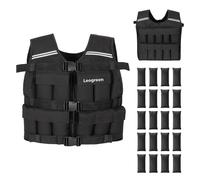 Leogreen Gilet Lesté 20kg, Veste Lestée Réglable Avec 20 Packs De Poids Amovibles, Bande Réfléchissante, Pour Homme Femme La Course À Pied