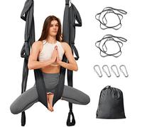 Leogreen Hamac de Yoga Aérien Kits, Balançoire Yoga Inversion Hamac, Nylon Taffetas, Capacité 300 kg (Gris foncé)