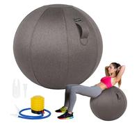 Leogreen Siège Ballon Ergonomique pour Bureau Yoga Chaise Ballon en Taille 65CM Ballon de Grossesse Chaise Ballon avec Housse en Lin Lavable de Protection Antidérapante,Gris
