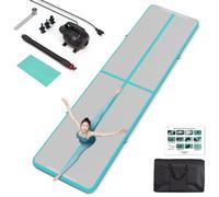 Leogreen Tapis de Gymnastique 10cm Haut Tapis Entraînement Epais 4M Tapis de Gym Gonflable Airtrack Piste Gonflable Gymnastique Tumbling Gymnastique avec Pomp a Air électrique