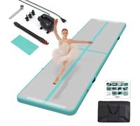 Leogreen Tapis de Gymnastique 10cm Haut Tapis Entraînement Epais 4M Tapis de Gym Gonflable Airtrack Piste Gonflable Gymnastique Tumbling Gymnastique avec Pomp a Air électrique