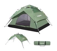 Leogreen Tente de Camping Pop Up 3-4 Personnes, Dôme Familiale Imperméable et Coupe-Vent, Deux Portes & Fenêtres, 2 en 1 Double Couche Automatique pour Camping Randonnée