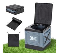 Leogreen Toilettes de Camping Pliables avec Sac de Rangement et 12 Sacs Poubelles, Toilette Portable Voiture, WC Portable Toilette Seche pour Adulte Voyage Embouteillages, Bleu