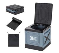 Leogreen Toilettes de Camping Pliables avec Sac de Rangement et 12 Sacs Poubelles, Toilette Portable Voiture, WC Portable Toilette Seche pour Adulte Voyage Embouteillages, Bleu