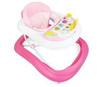 Leogreen - Trotteur Bebe Evolutif Trotteur Musical, Réglable pour 6 à 18 mois, avec Siège et Dossier Rembourrés, Activités avec Sons & Lumière, Rose vif