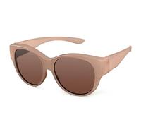 Leoidou Lunettes de soleil polarisées pour lunettes de soleil rondes tendance œil de chat et lunettes de soleil enveloppantes HD, Rd01-marron, Oversized
