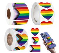 LEOINAER Autocollants Arc-en-Ciel Pride 1500 pièces Stickers c ur et Drapeau Tailles variées décoration fêtes et événements inclusifs