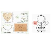 LEOINAER Cadeau Original pour Demande de Témoin, Bracelet Demoiselle d'Honneur avec Plaque en Bois, Carte et Enveloppe, Invitation Personnalisée pour Votre Mariage